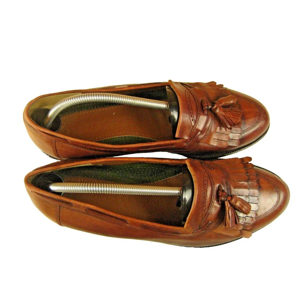 Mens Nettleton Tan Leather Kilted Tassle Loafers sz 10M